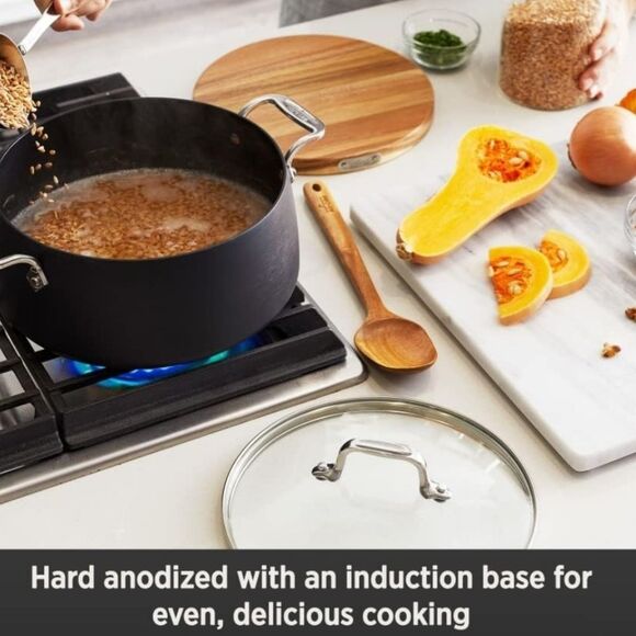 All-Clad HA1 Nonstick 6QT Dutch Oven w/Lid, Acacia Wood Trivet, & Spoon - Picture 3 of 9